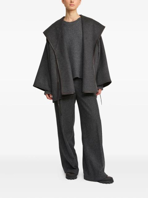 Yves Salomon hooded wrap coat - Grey