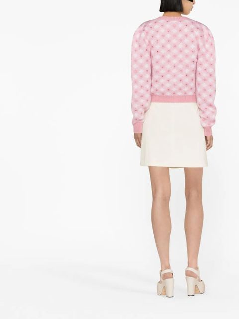 Alessandra Rich rhinestone-embellished gingham cardigan - Pink