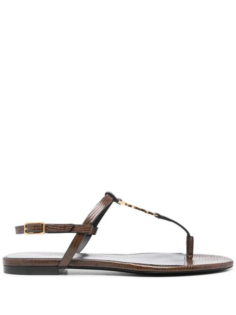 Saint Laurent Cassandre-plaque leather sandals - Brown - zdjęcie produktu nr 1