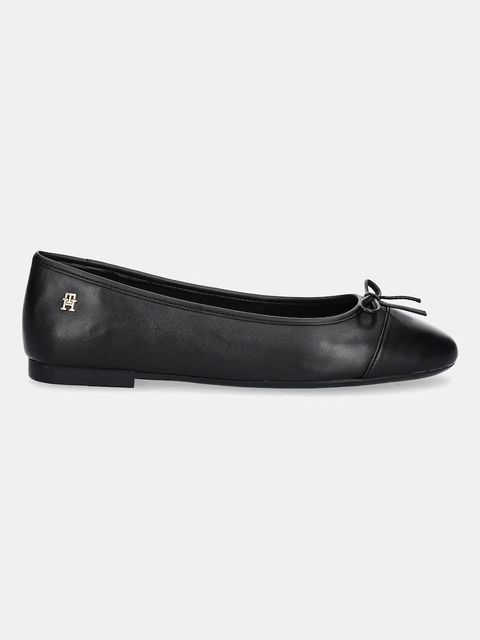 Tommy Hilfiger baleriny skórzane TOE CAP LEATHER BALLERINA kolor czarny FW0FW08759 - zdjęcie produktu nr 2