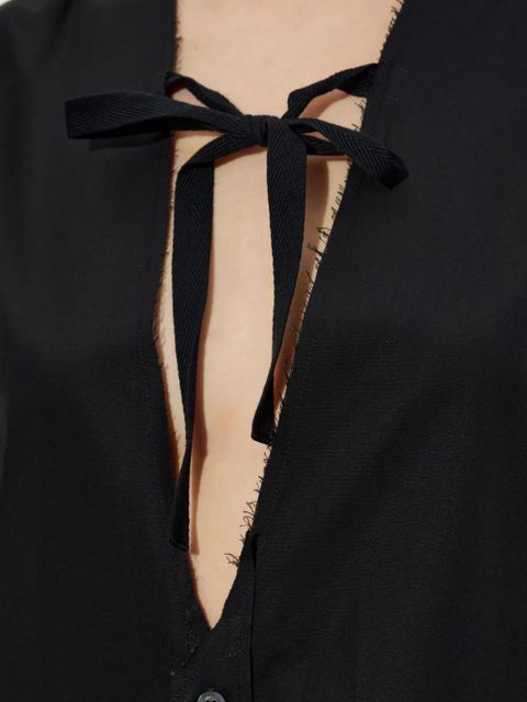 Maison Margiela frayed-edge tie-fastening shirt - Black