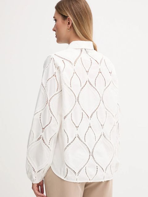 Mos Mosh bluzka bawełniana NOLIN damska kolor biały gładka 174010