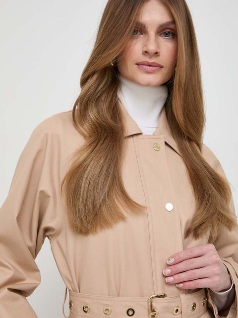 MICHAEL Michael Kors płaszcz bawełniany kolor beżowy przejściowy