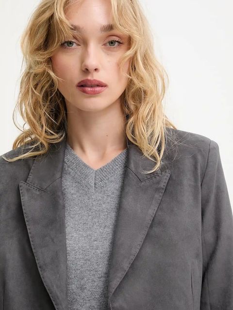 Answear.LAB marynarka kolor szary jednorzędowa gładka