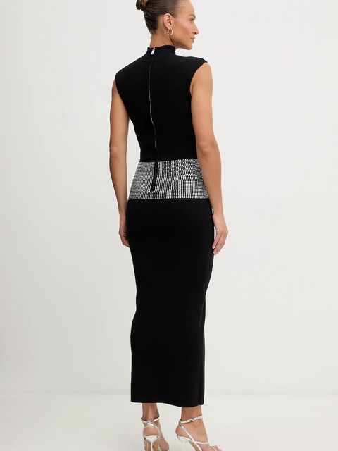 Retrofete sukienka z domieszką kaszmiru Leontine kolor czarny maxi dopasowana R-FW25-11784-17