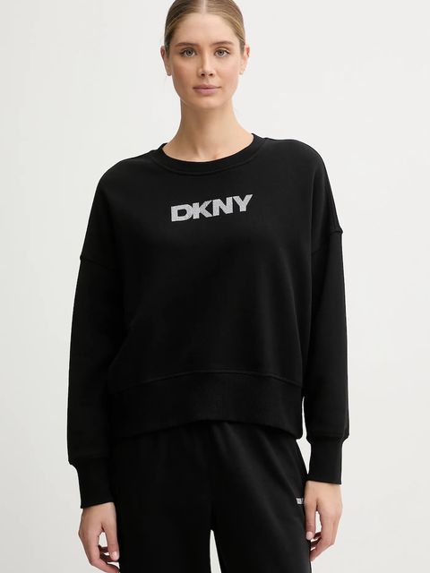 Dkny bluza bawełniana LOGO TERRY damska kolor czarny z aplikacją DP5T1370 - zdjęcie produktu nr 1