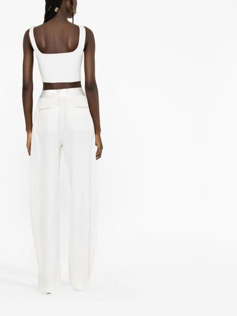 The Attico silk tapered trousers - Neutrals