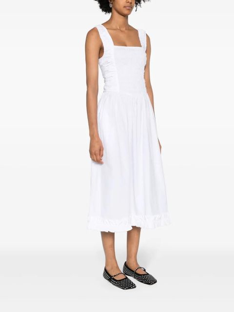 GANNI smocked poplin midi dress - White - zdjęcie produktu nr 2