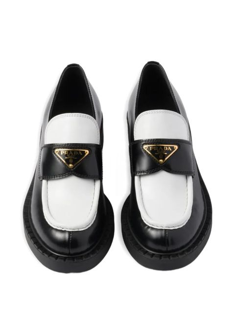 Prada leather Triangle-logo loafers - Black