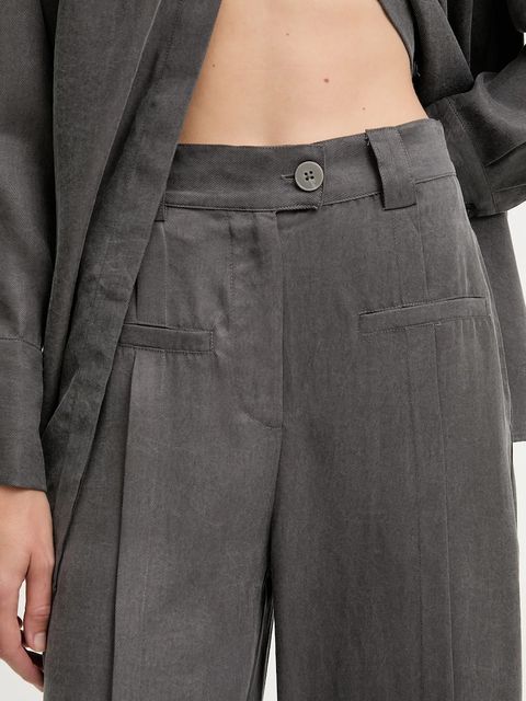 Answear.LAB spodnie damskie kolor szary szerokie high waist