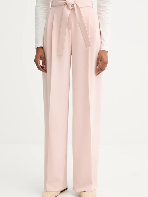 BOSS spodnie damskie kolor beżowy proste high waist 50479405 - zdjęcie produktu nr 1