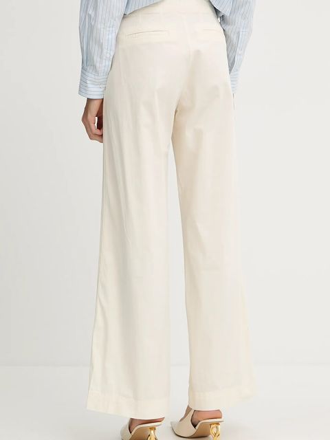 BOSS Orange spodnie damskie kolor beżowy proste high waist 50541934