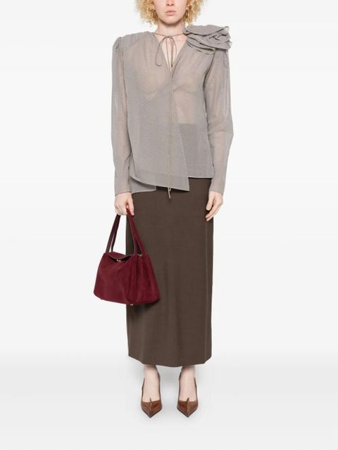 Magda Butrym rose-embellishment blouse - Brown