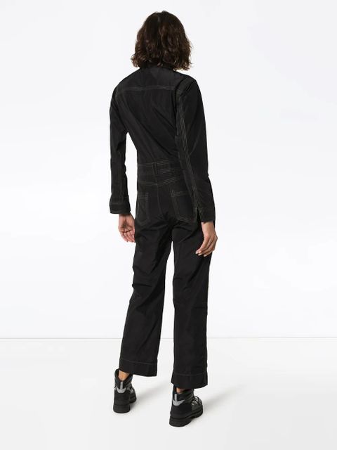 GANNI contrast stitch utility jumpsuit - Black