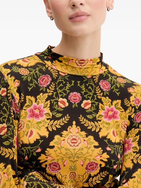 FARM Rio floral-pattern T-shirt - Black