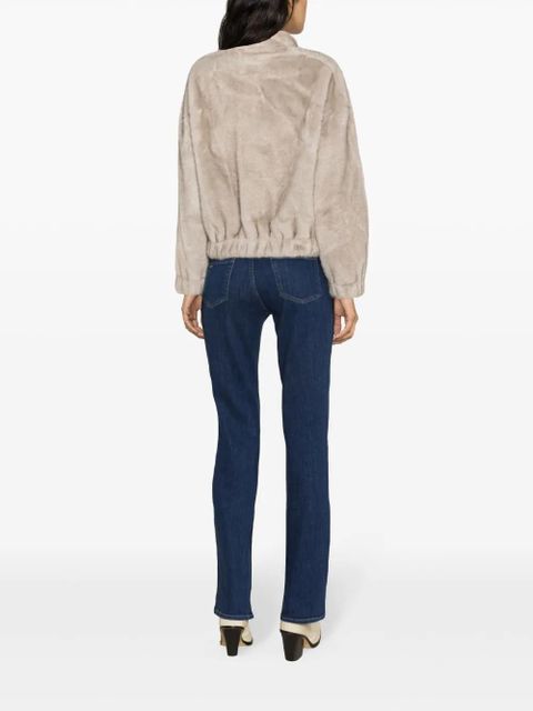 Ba&Sh Paros faux-fur cropped jacket - Grey