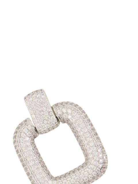 Self-Portrait crystal square earrings - Silver