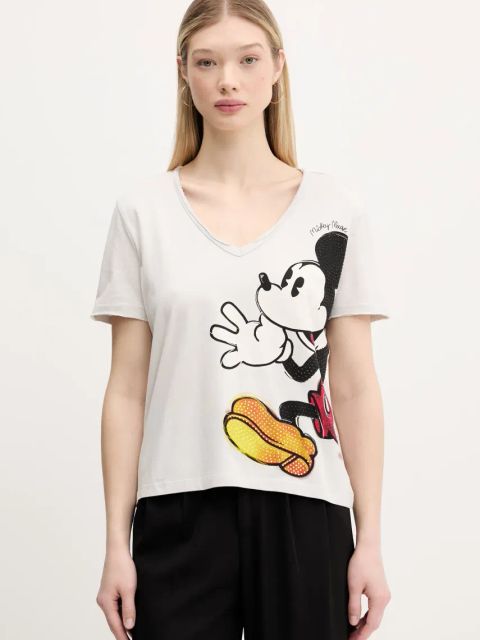 Desigual t-shirt bawełniany MICKEY JOKER damski kolor biały 25SWTKAG