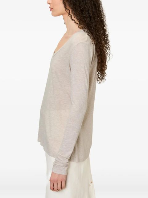 American Vintage Jacksonville long-sleeved scoop-neck T-shirt - Neutrals