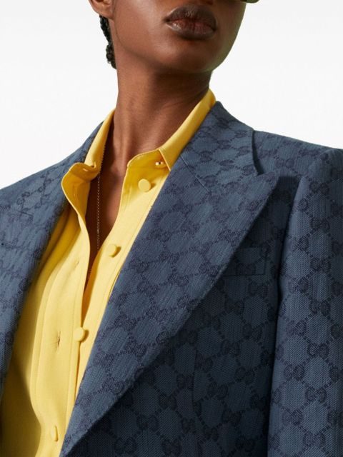 Gucci GG-jacquard single-breasted blazer - Blue