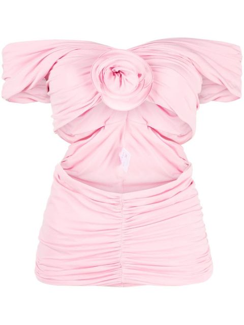 Magda Butrym rose-appliqué ruched top - Pink - zdjęcie produktu nr 1