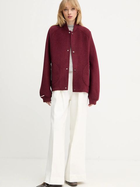 MAX&Co. kurtka wełniana kolor bordowy przejściowa oversize 2526086013200 - zdjęcie produktu nr 2