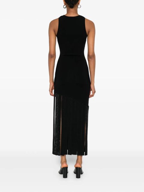 SANDRO embellished fringe maxi dress - Black