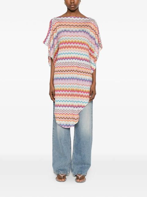 Missoni zigzag-knit boat-neck poncho - Pink