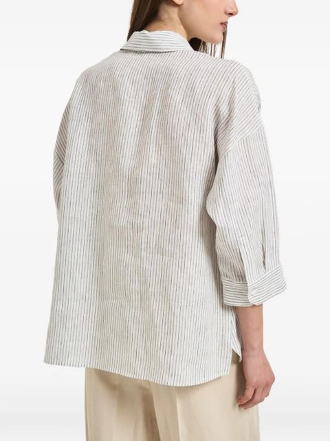 Weekend Max Mara striped chest-pocket linen shirt - Blue - zdjęcie produktu nr 2