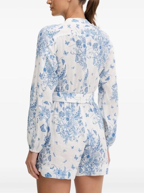 MC2 Saint Barth floral-print belted playsuit - White