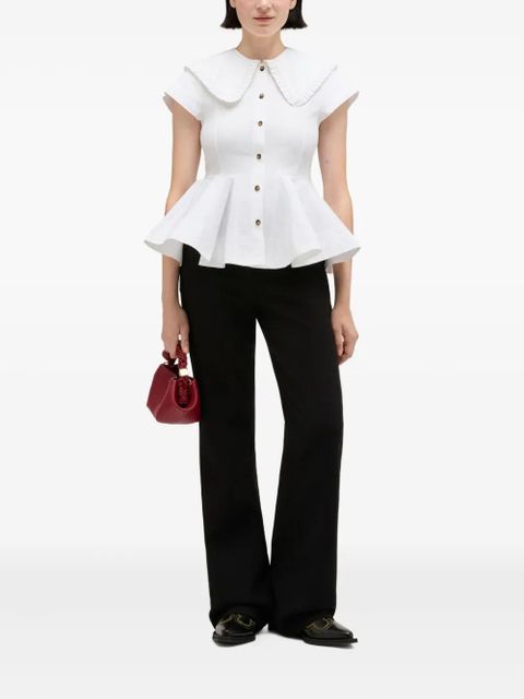GANNI ruffled collar buttoned top - White