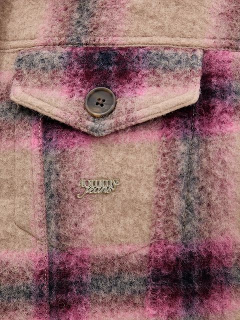 Tommy Jeans kurtka z dodatkiem wełny kolor różowy przejściowa oversize DW0DW21662