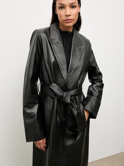 Answear.LAB płaszcz skórzany kolor czarny