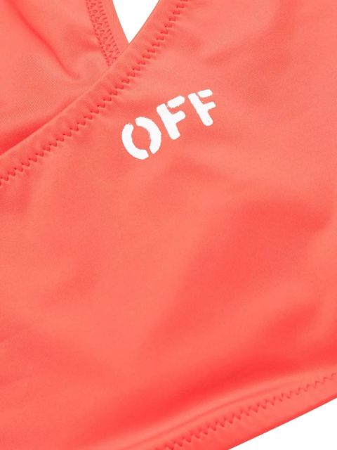 Off-White one-shoulder high-waisted bikini - Red