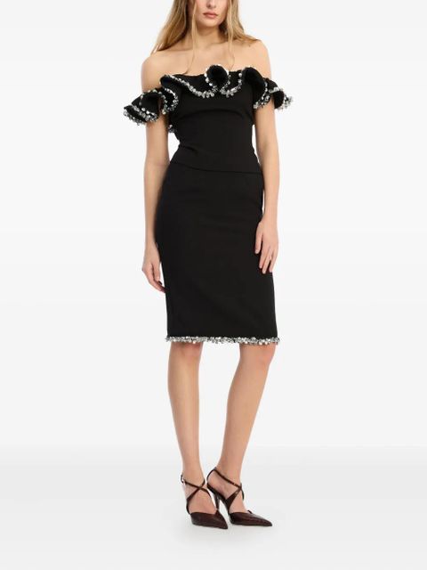 ROTATE BIRGER CHRISTENSEN crepe ruffle top - Black - zdjęcie produktu nr 2