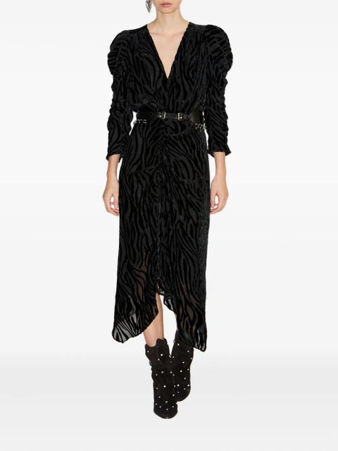 ISABEL MARANT Nemil zebra-print puff-sleeve dress - Black - zdjęcie produktu nr 2