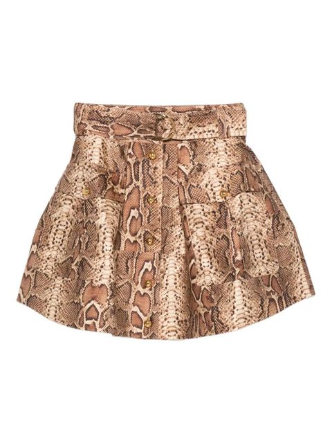 ZIMMERMANN snakeskin-effect belted skirt - Brown - zdjęcie produktu nr 1