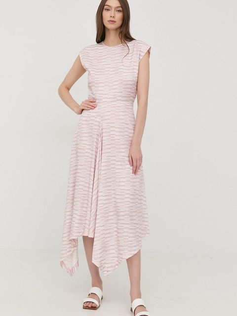 Tiger Of Sweden sukienka kolor różowy midi rozkloszowana