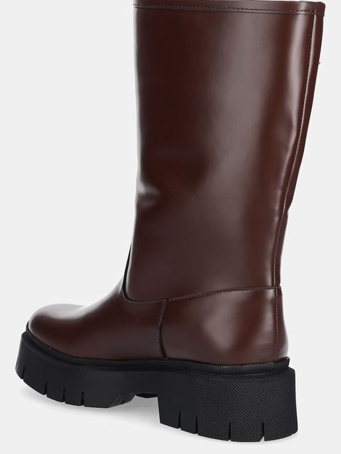 HUGO kozaki Kris damskie kolor brązowy na platformie 50552735