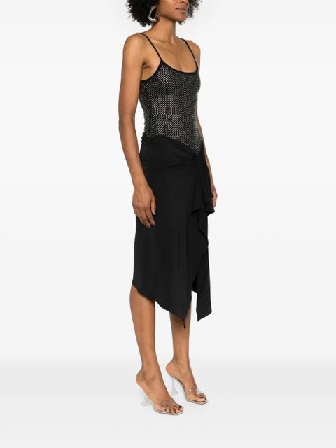 The Attico rhinestone-embellished midi dress - Black