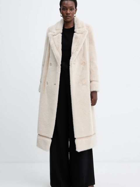 Twinset spodnie damskie kolor czarny szerokie high waist 252TT2401