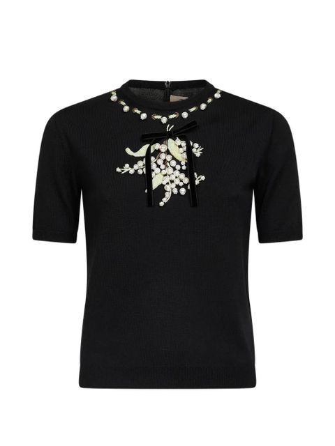 Valentino Garavani embroidery pearl-embellished top - Black - zdjęcie produktu nr 1