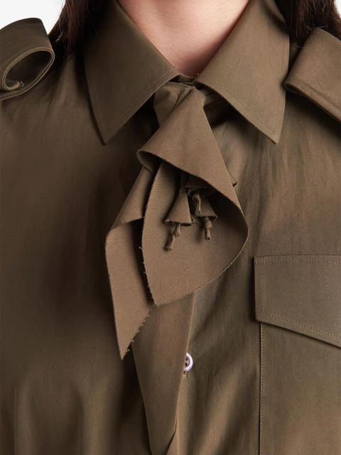 Prada floral-embellished poplin shirt - Green