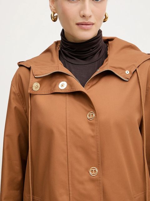 Twinset kurtka kolor brązowy przejściowa 252TP2060