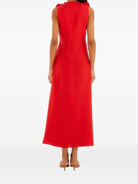 FARM Rio floral-appliqué dress - Red