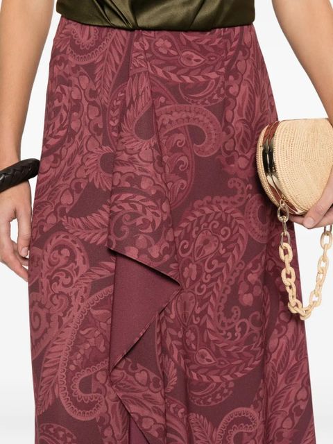 ETRO paisley-print ruffled skirt - Red