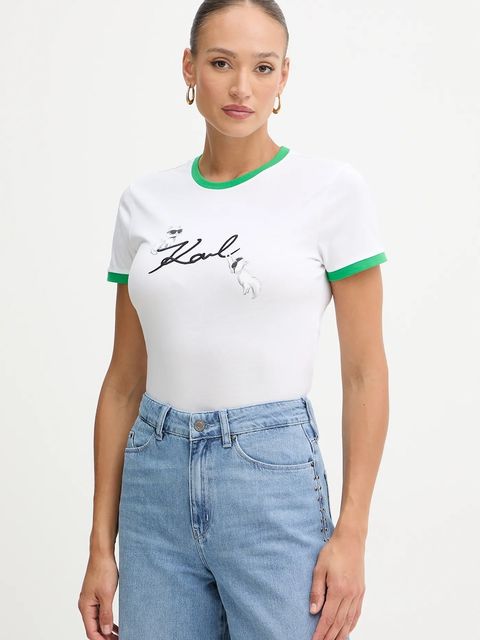 Karl Lagerfeld t-shirt bawełniany IKON damski kolor biały B1W17040 - zdjęcie produktu nr 1