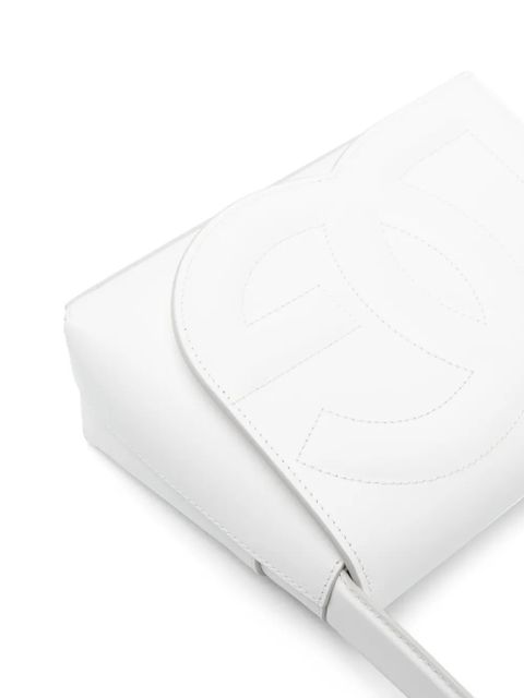 Dolce & Gabbana logo-embossed leather shoulder bag - White