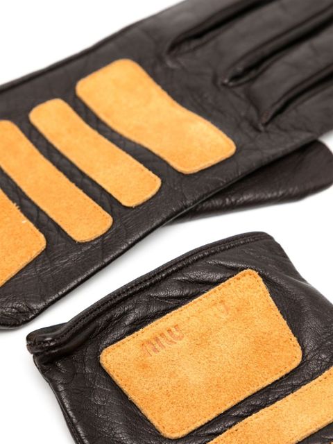 Miu Miu patchwork design gloves - Brown - zdjęcie produktu nr 2
