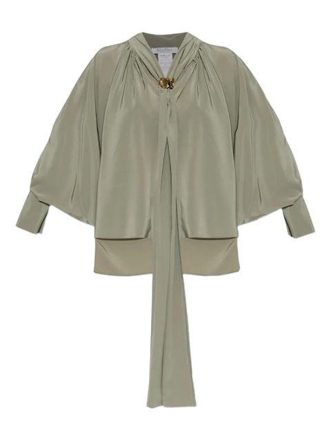 Max Mara pleated tie-neck blouse - Green - zdjęcie produktu nr 1